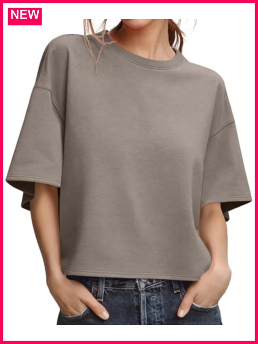 Womens Oversized Cropped T-Shirts Short Sleeve Summer